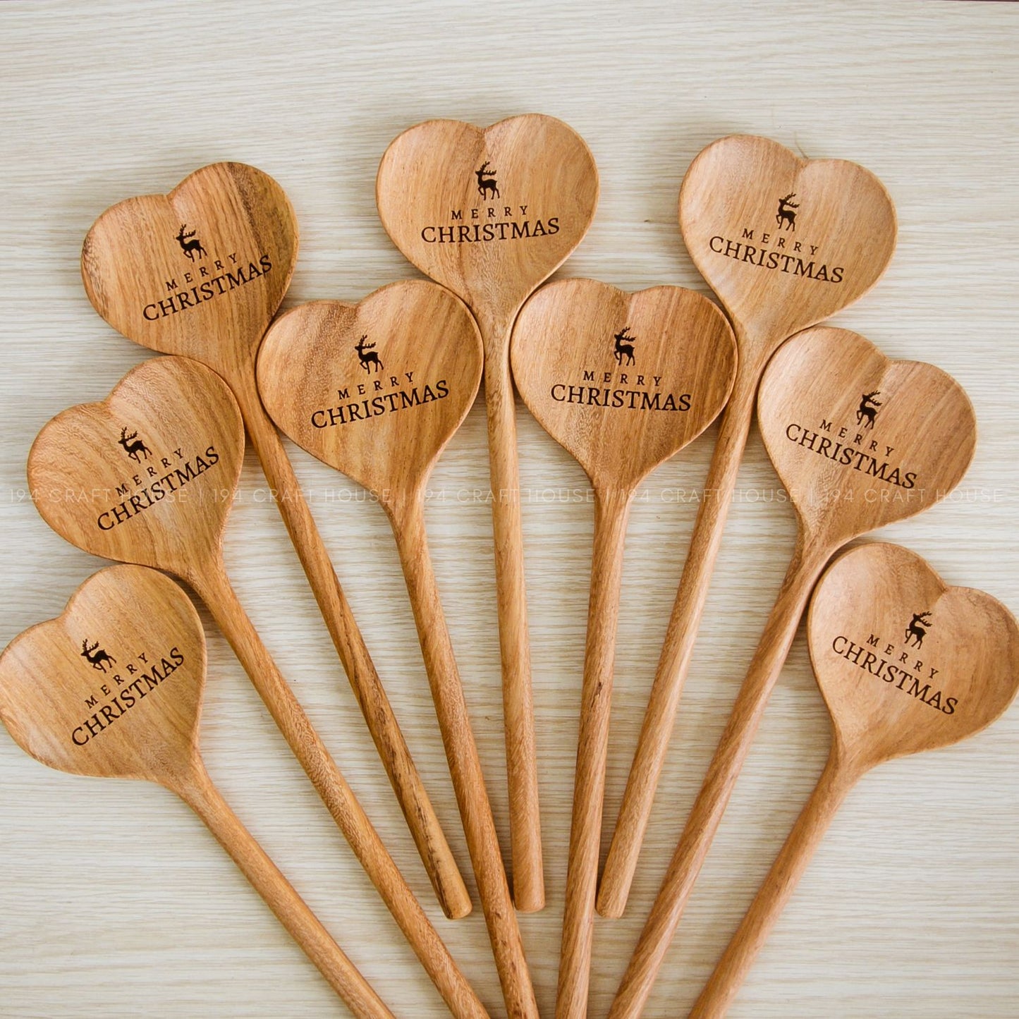 Wooden Heart Spoon Personalized Engraved Christmas Gifts