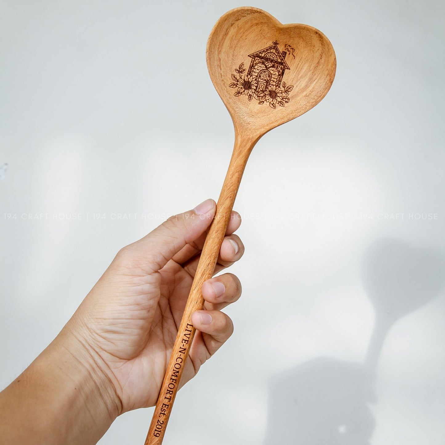 Wooden Heart Spoon Custom Logo Engraved