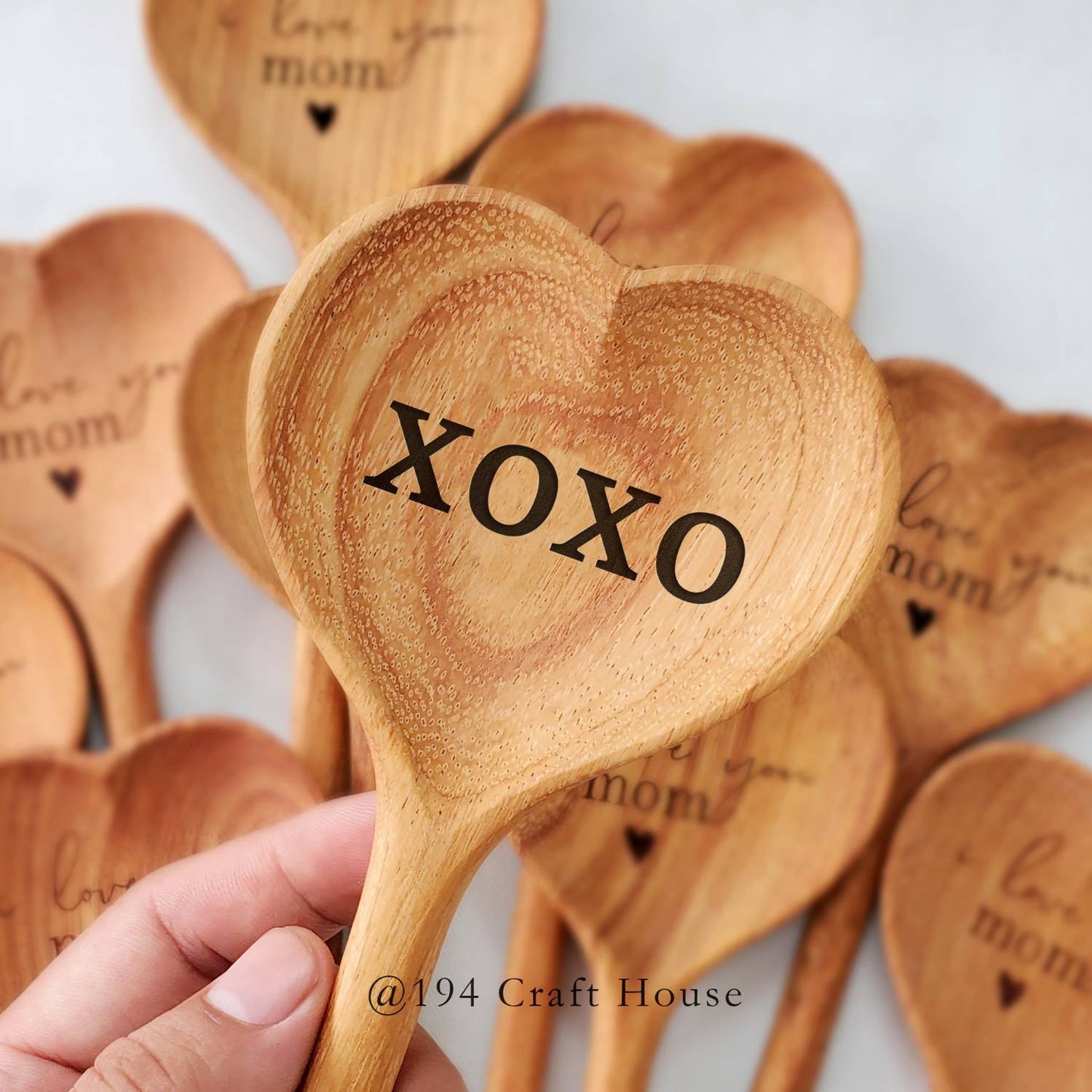 Straight Wooden Heart Spoon - Kitchen Serving Utensil