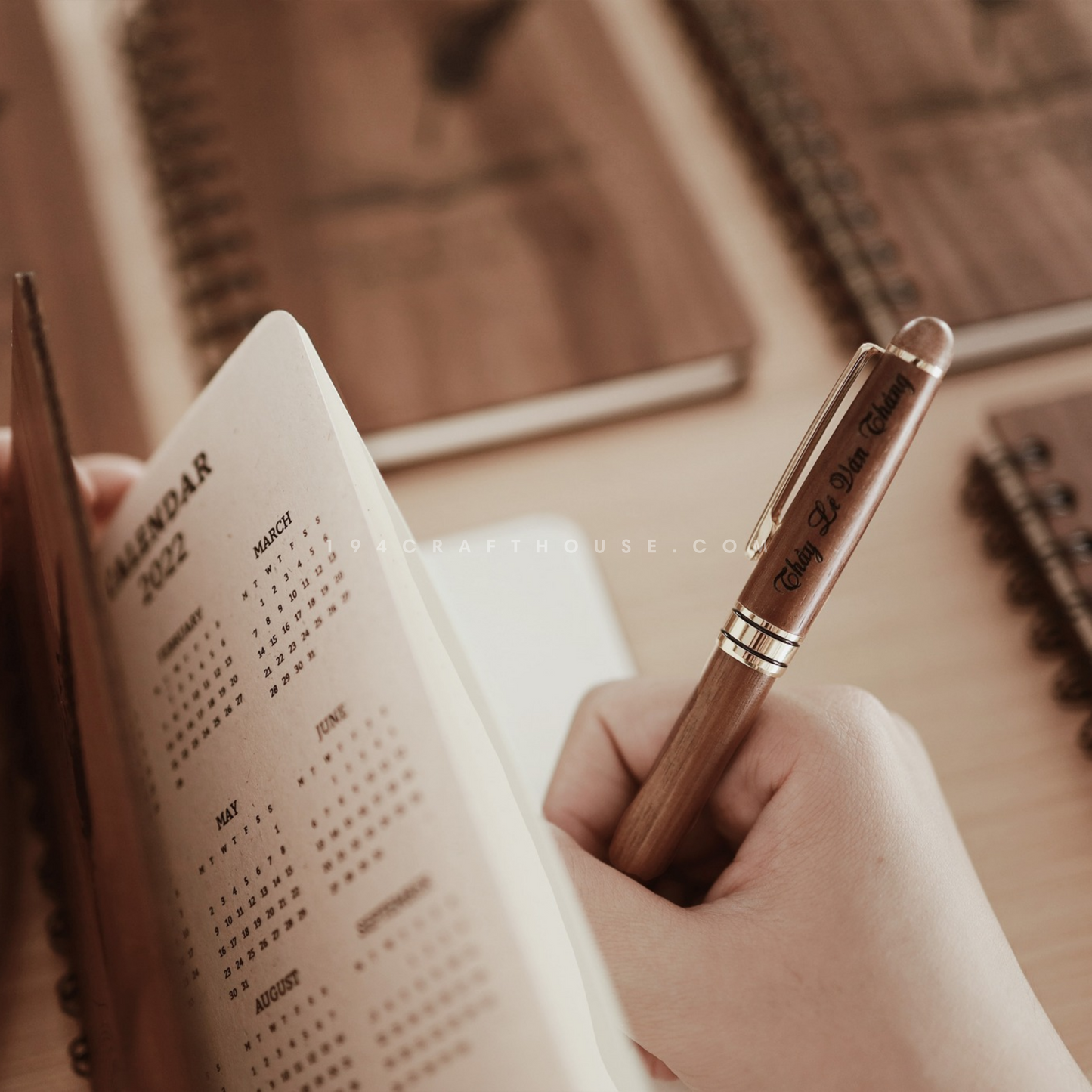 Personalized Walnut Wooden Spiral Notebook Journal