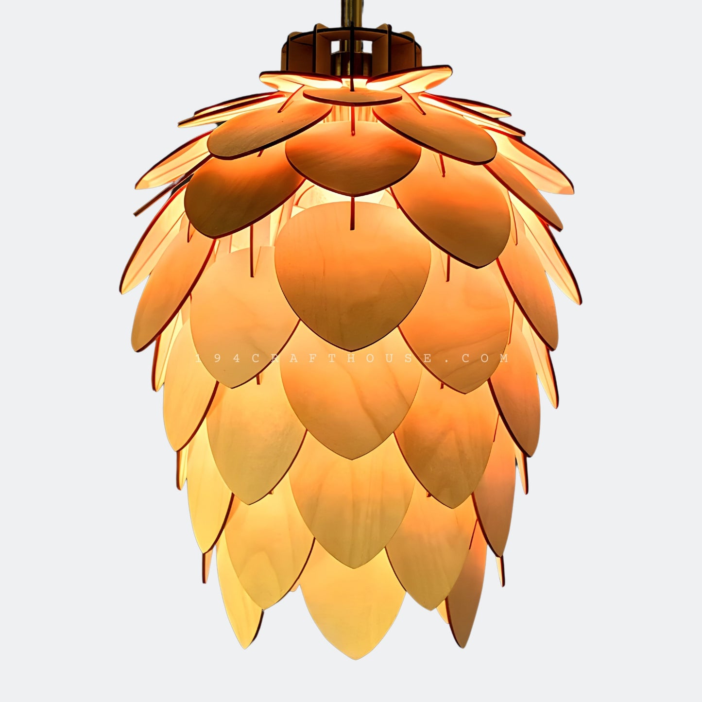 Pine Cone Shape Wood Pendant Light Fixture Ceiling Chandelier Lamp For Kitchen Home Decor
