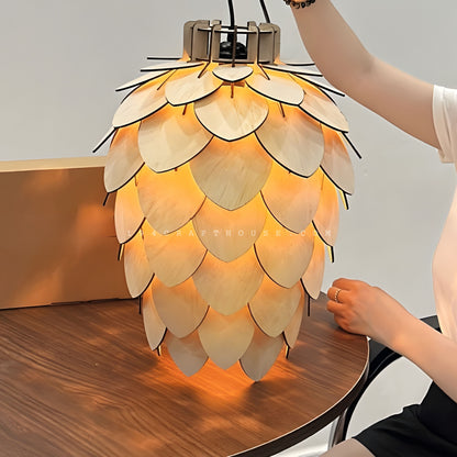Pine Cone Wood Pendant Light Fixture For Kitchen Home Decor, Chandelier Ceiling Lamp