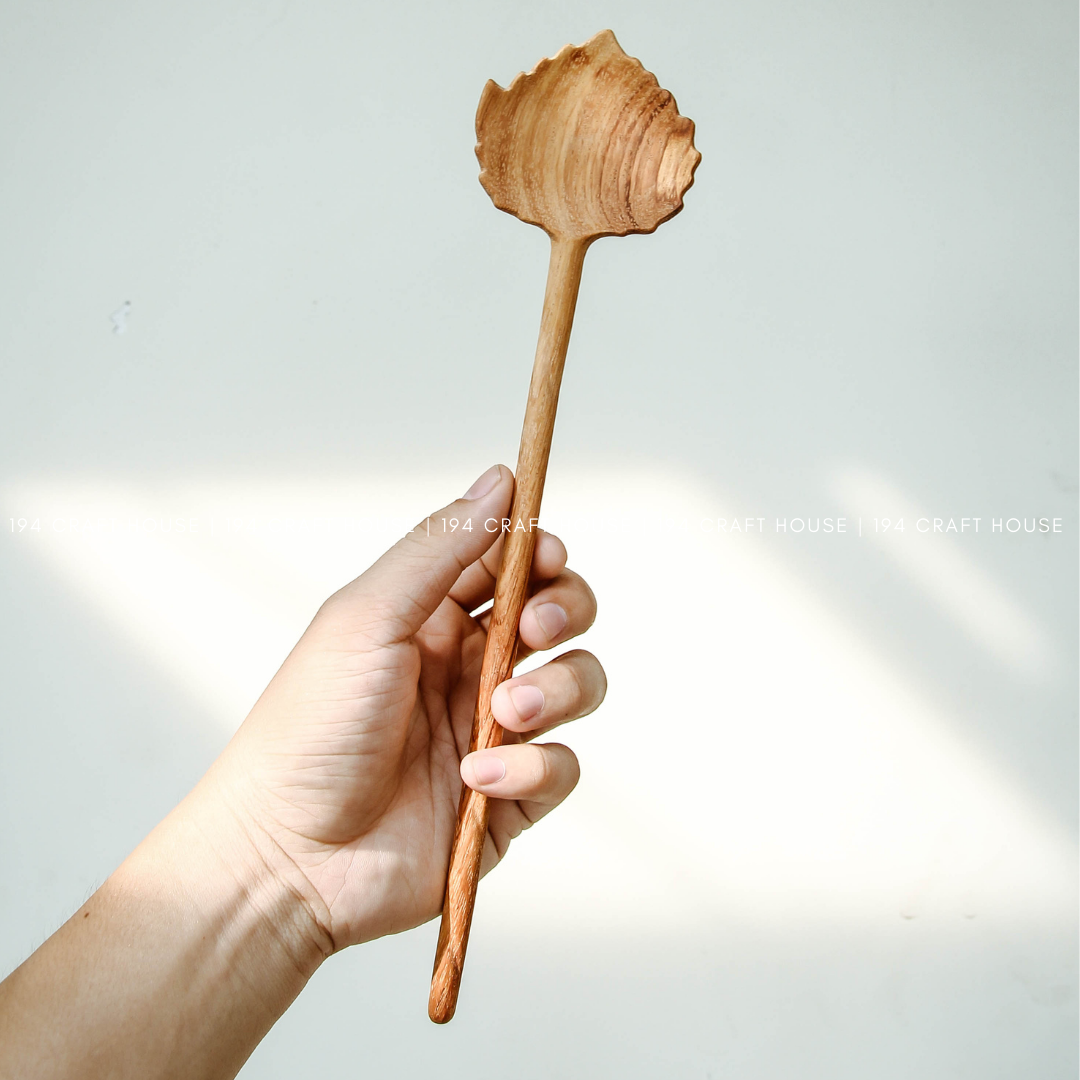 Handcarved Wooden Salad Servers Spoon - Kitchen Serving Utensils - Large Size