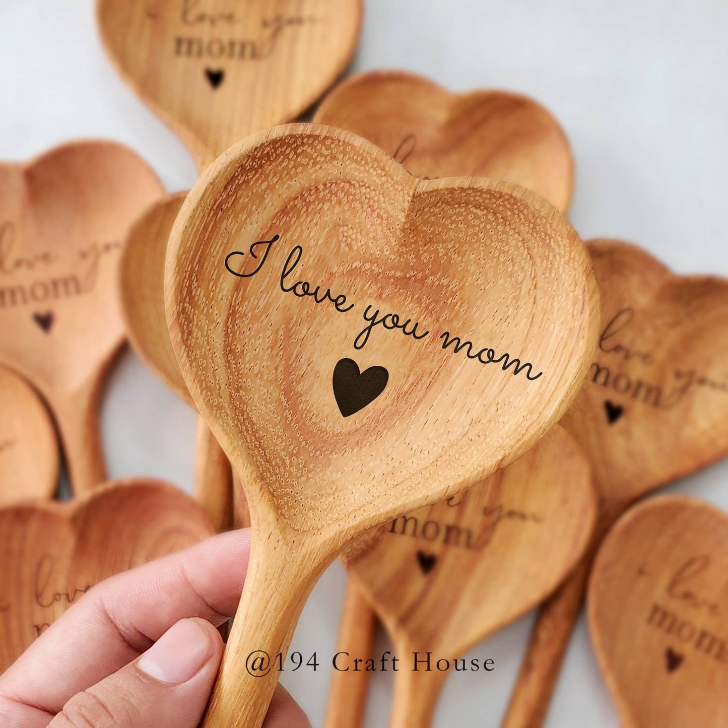 Straight Wooden Heart Spoon - Kitchen Serving Utensil