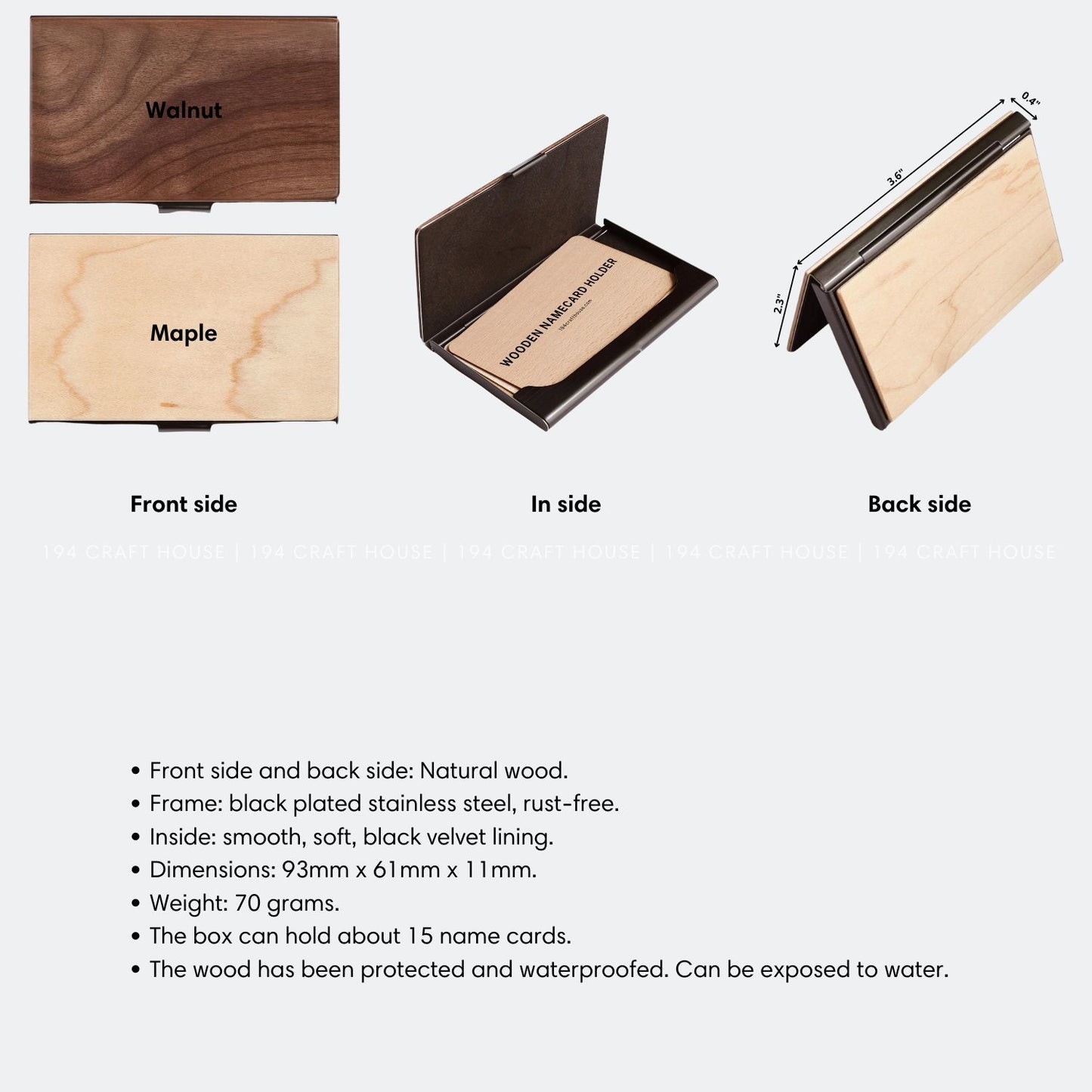 Engraved Wooden Business Card Holder Personalized Gift