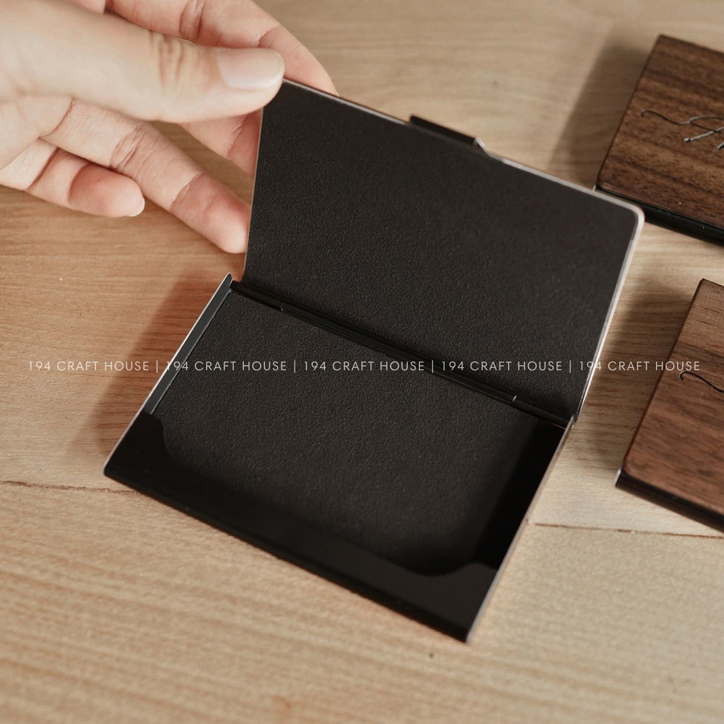 Wood Business Card Case Holder Custom Logo Engraved Personalized Corporate Gift