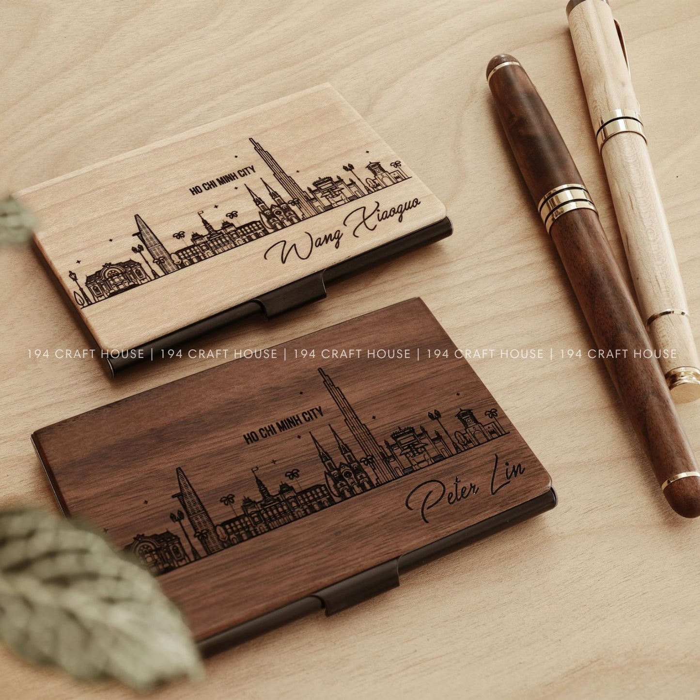 Personalized Wooden Business Card Holder With Name