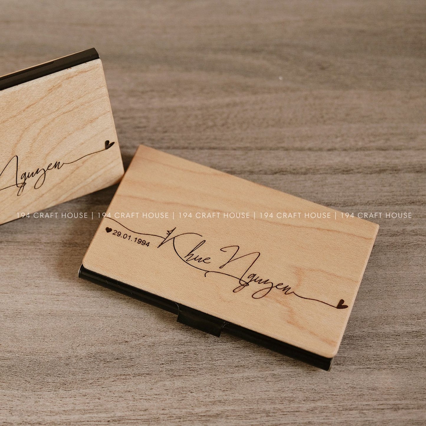 Engraved Wooden Business Card Holder Personalized Gift