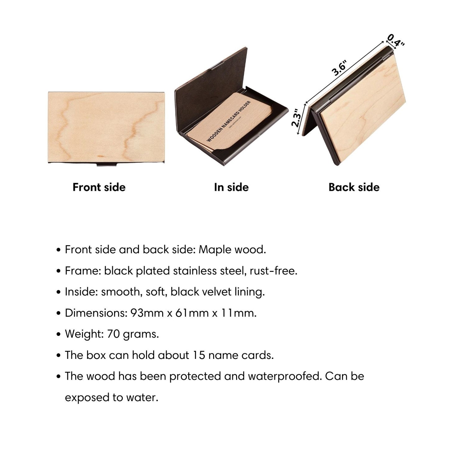 Maple Wood Business Card Case Holder Custom Logo Engraved Personalized Corporate Gift