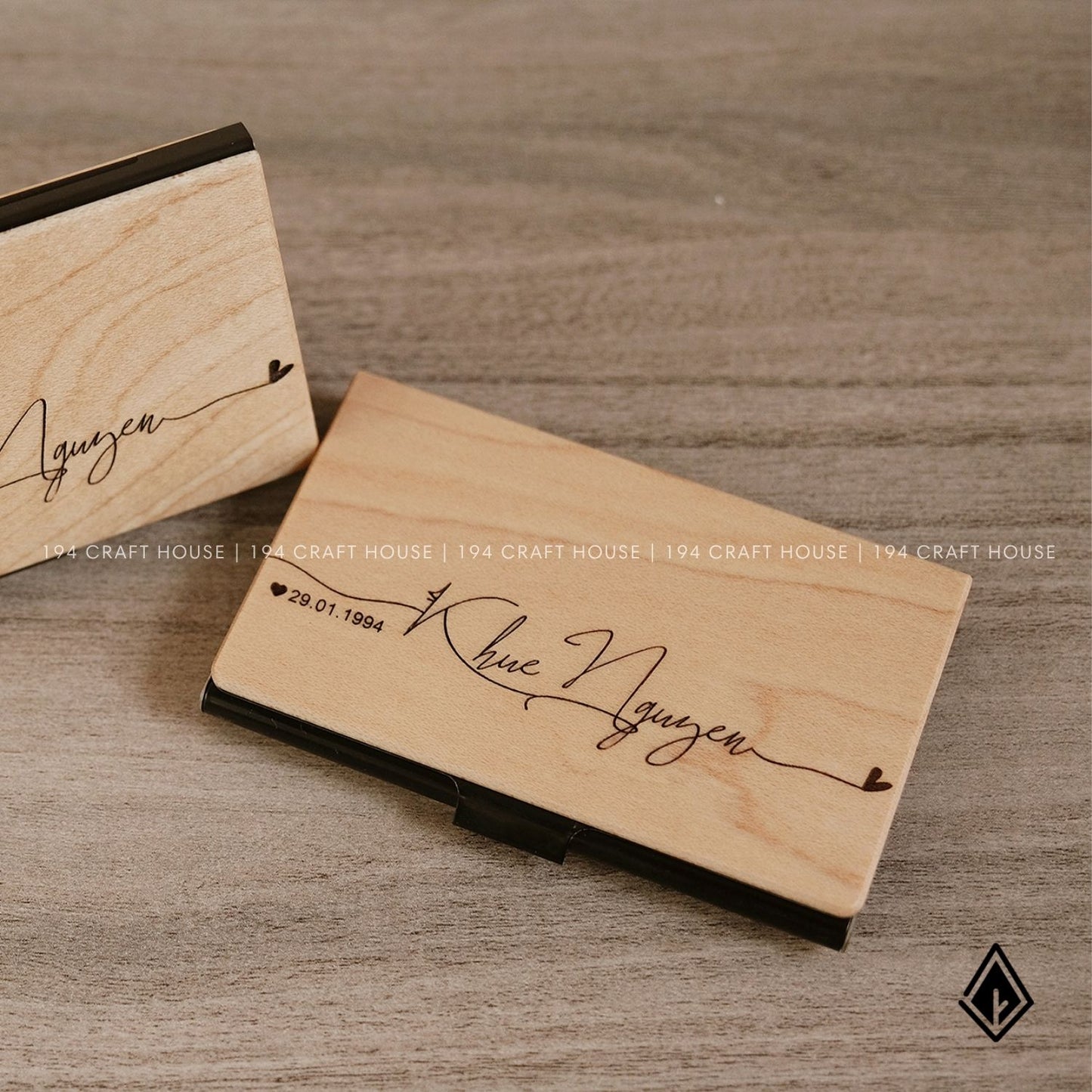Maple Wood Business Card Case Holder Custom Logo Engraved Personalized Corporate Gift