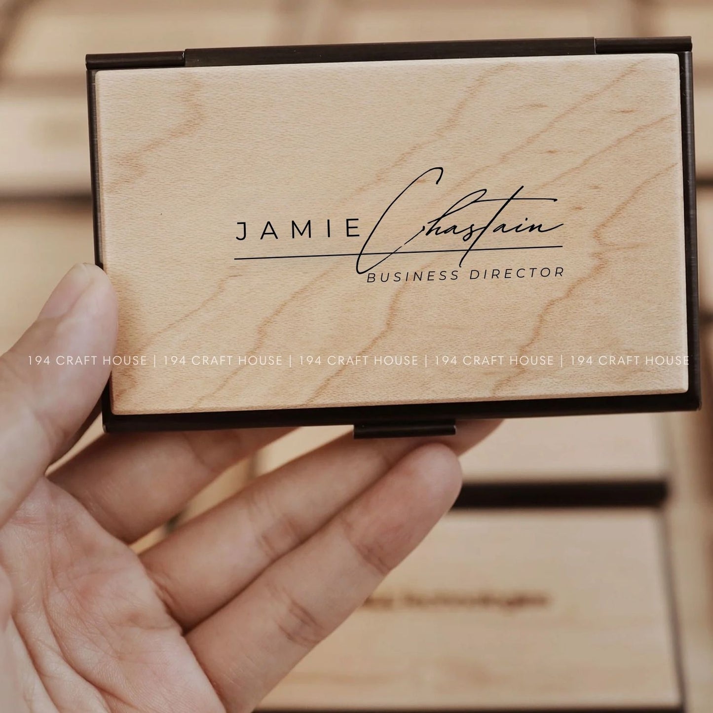 Maple Wood Business Card Case Holder Custom Logo Engraved Personalized Corporate Gift