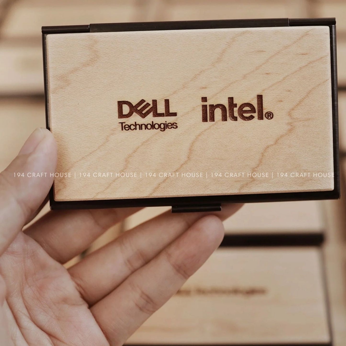 Maple Wood Business Card Case Holder Custom Logo Engraved Personalized Corporate Gift