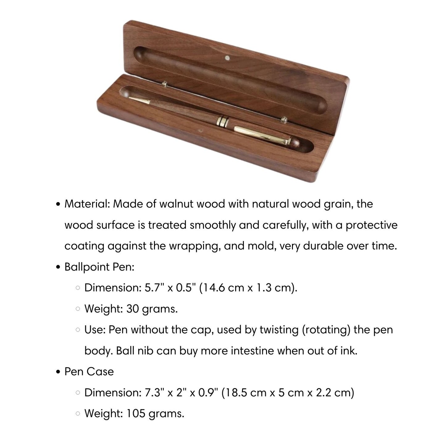 Walnut Ballpoint Pen And Case Set Personalized Engraved Gift