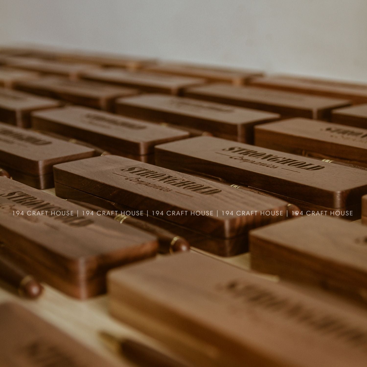 Personalized Walnut Ballpoint Pen With Case Custom Company Logo Engraved