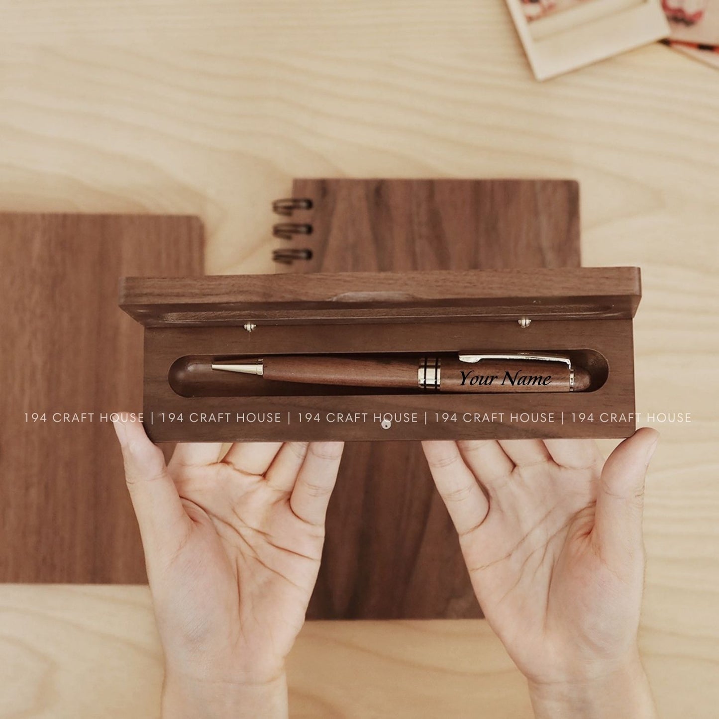Walnut Ballpoint Pen And Case Set Personalized Engraved Gift