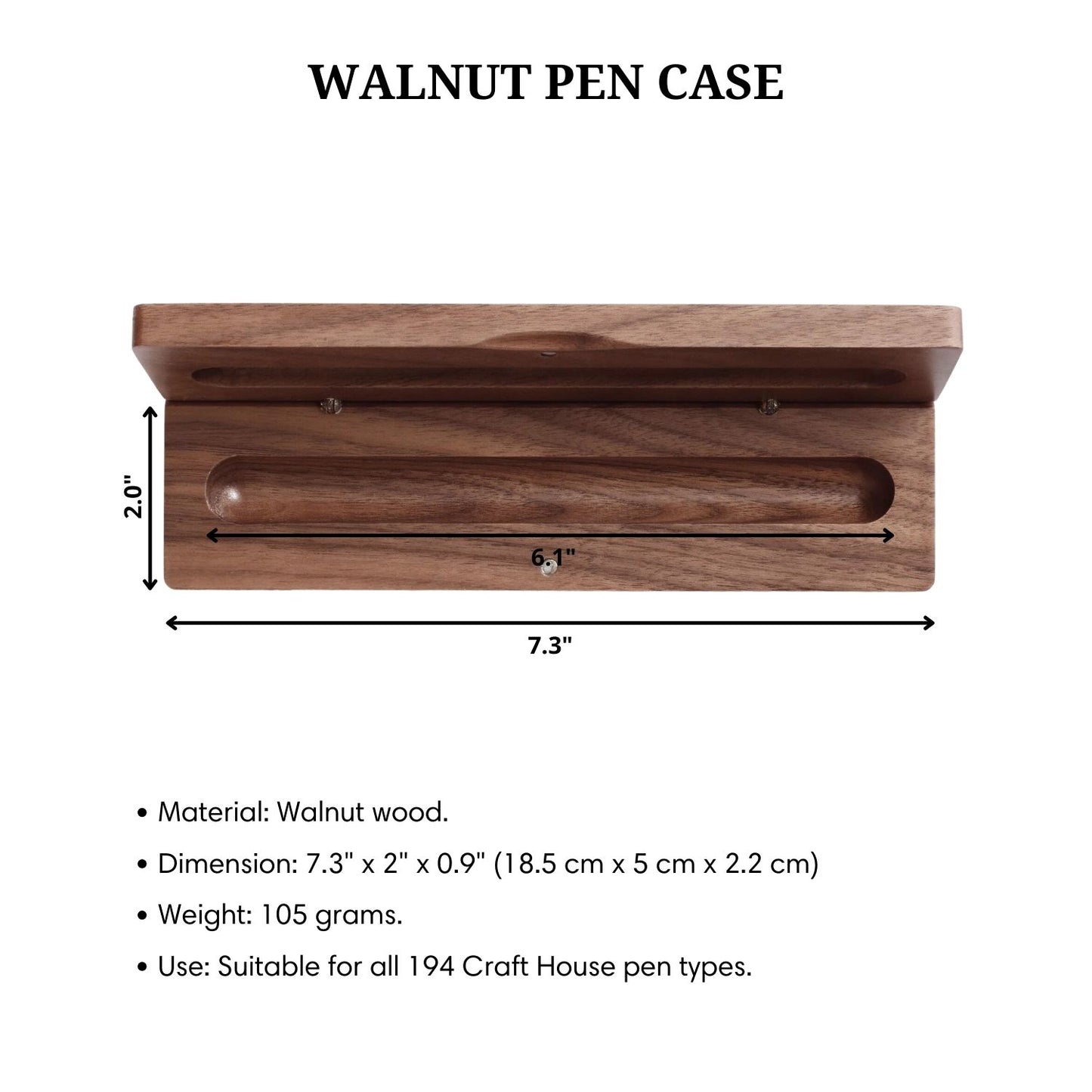 Walnut Wooden Pen Case - Pen Holder