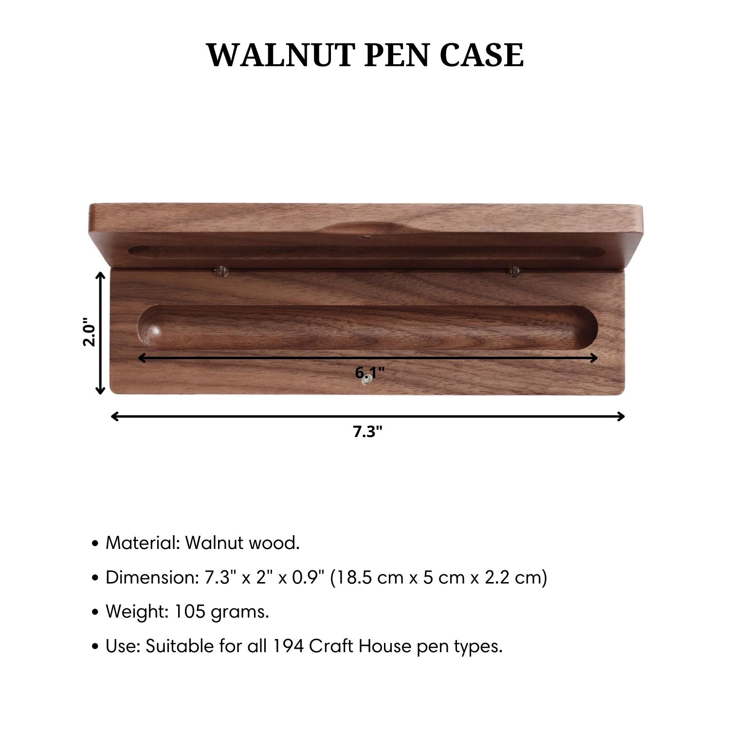 Walnut Wooden Pen Case - Pen Holder