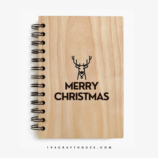 Merry Christmas Wooden Notebook A5 Size