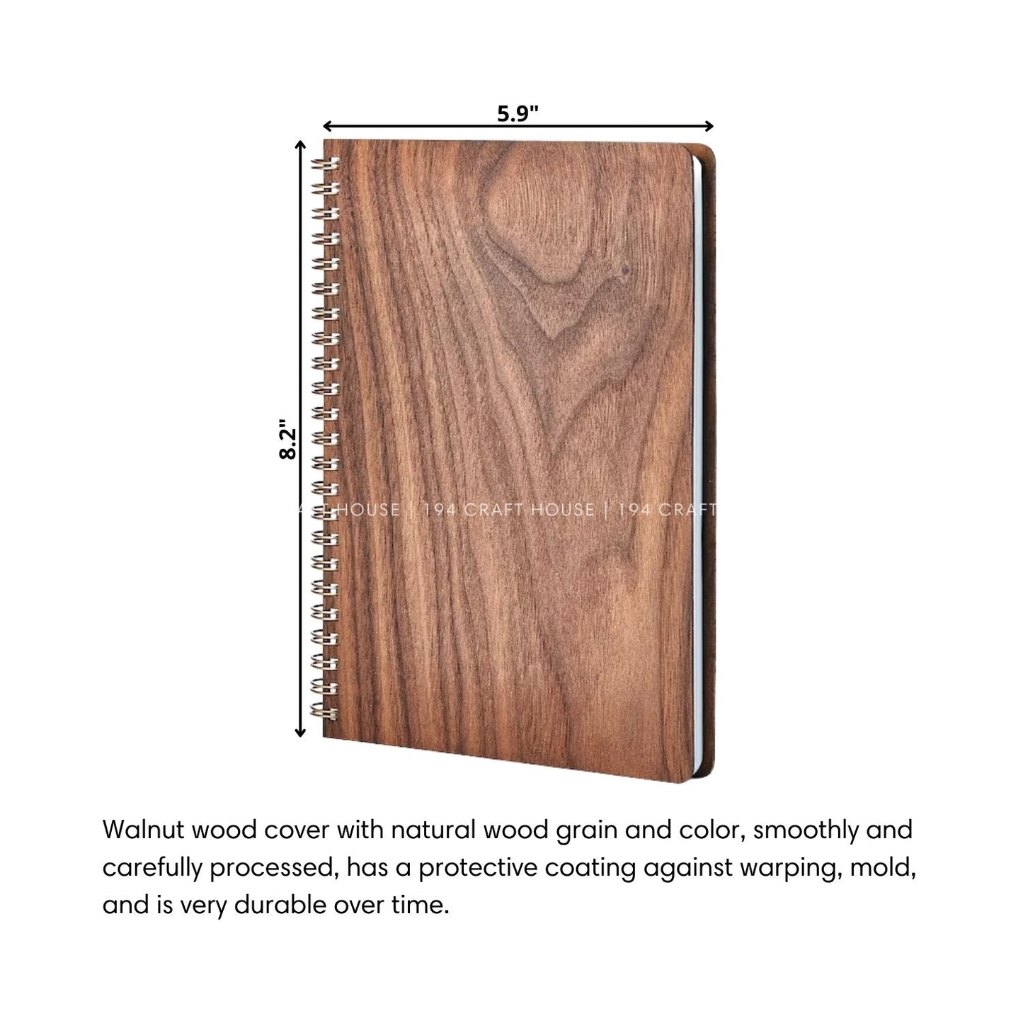Walnut Wooden Spiral Notebook