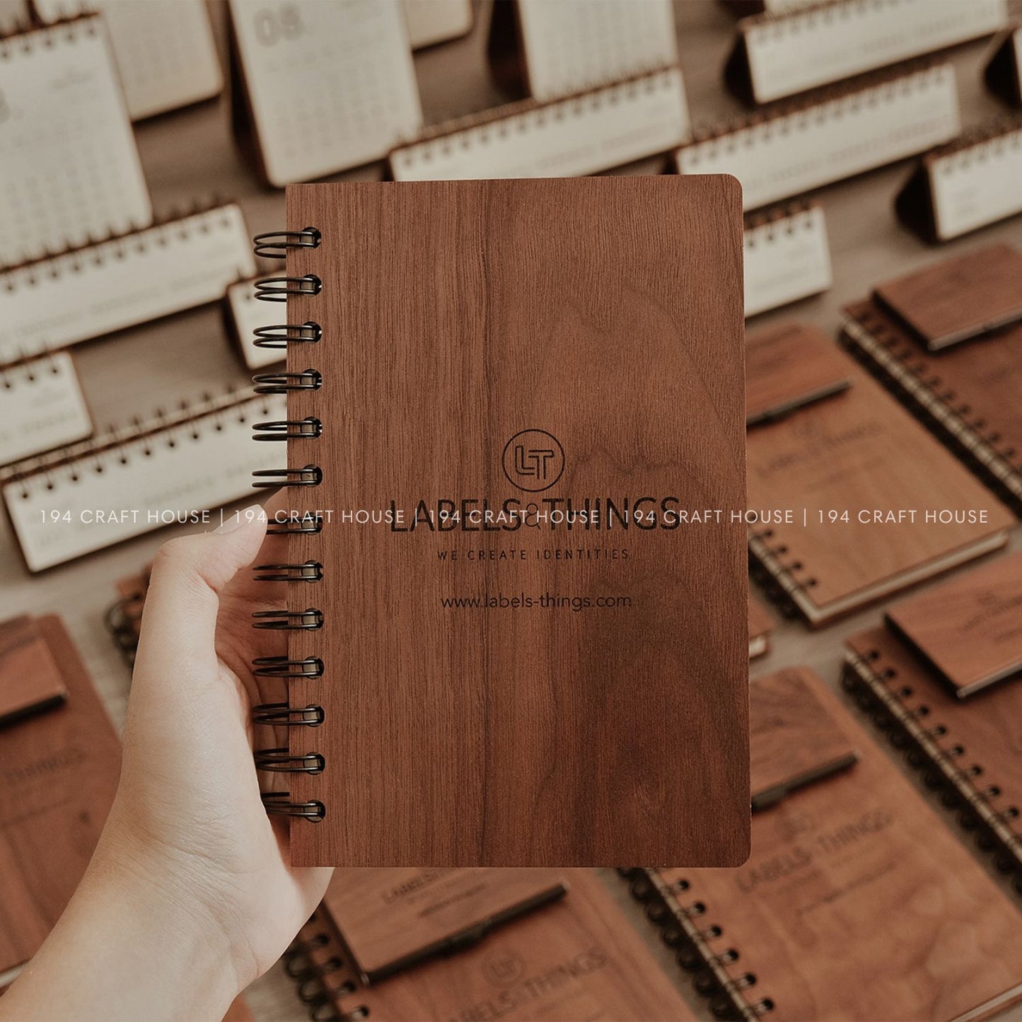 Walnut Wood A5 Spiral Notebook Engraved Logo Personalized Gifts