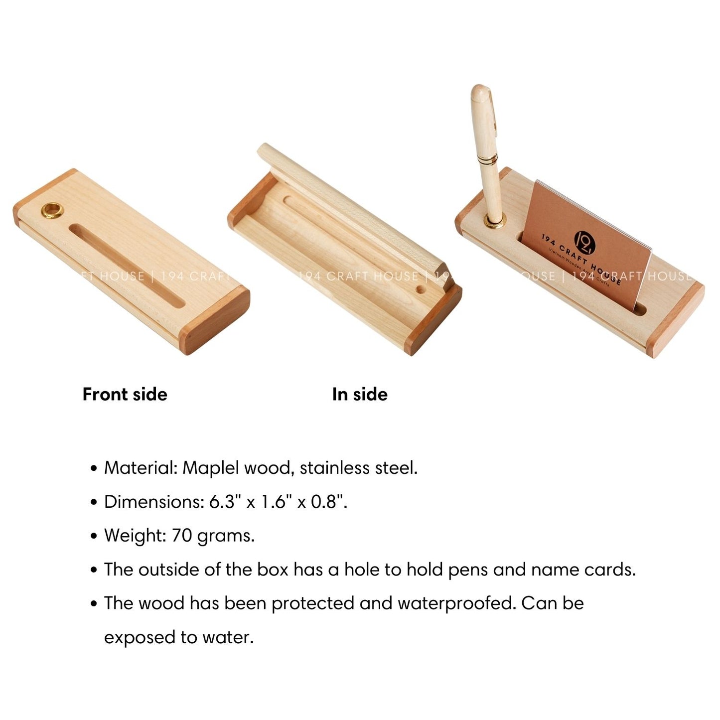 Maple Business Card and Pen Holder Personalized Engraved Gift