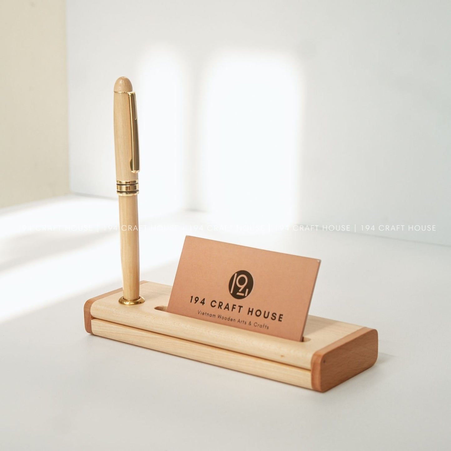 Maple Business Card and Pen Holder Personalized Engraved Gift