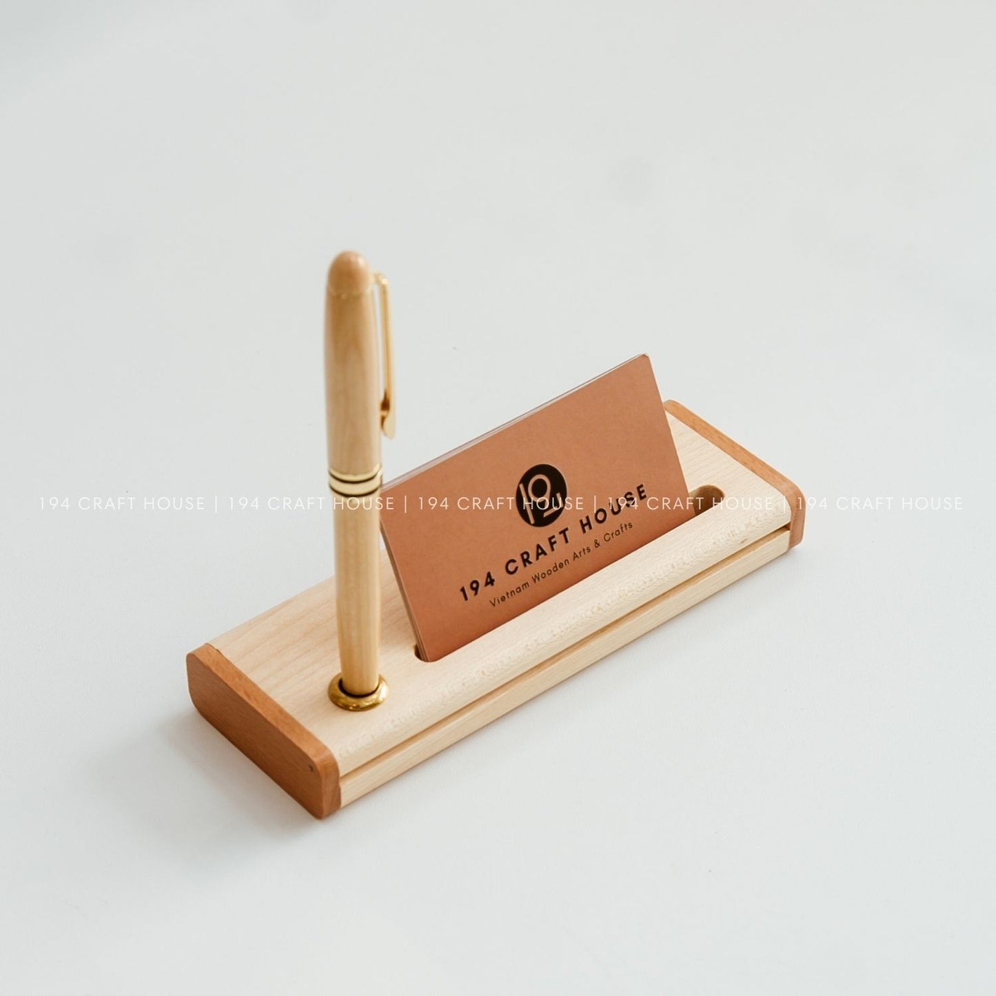 Maple Business Card and Pen Holder Personalized Engraved Gift