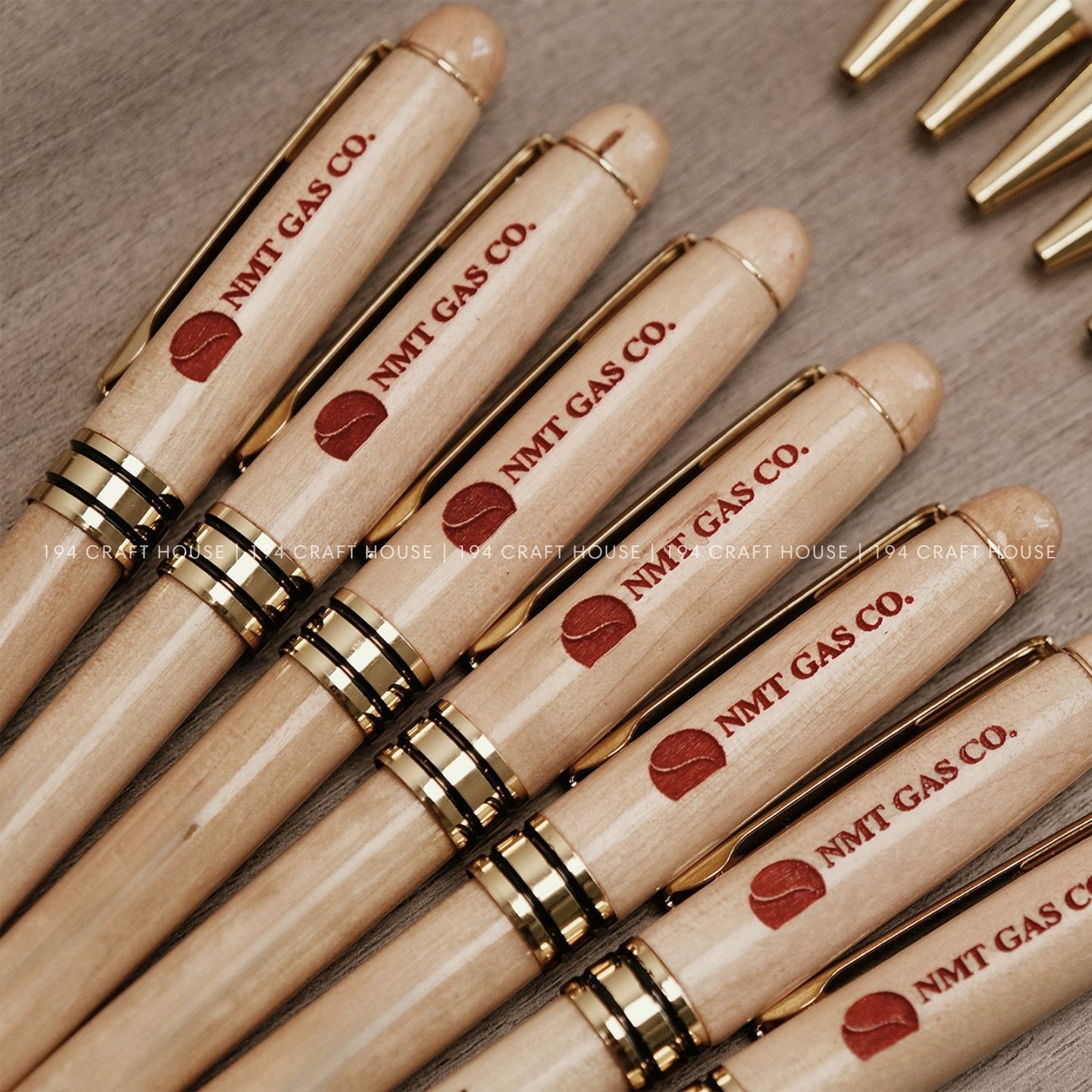 Maple Wood Pen Engraved & Hand Painted Color Logo