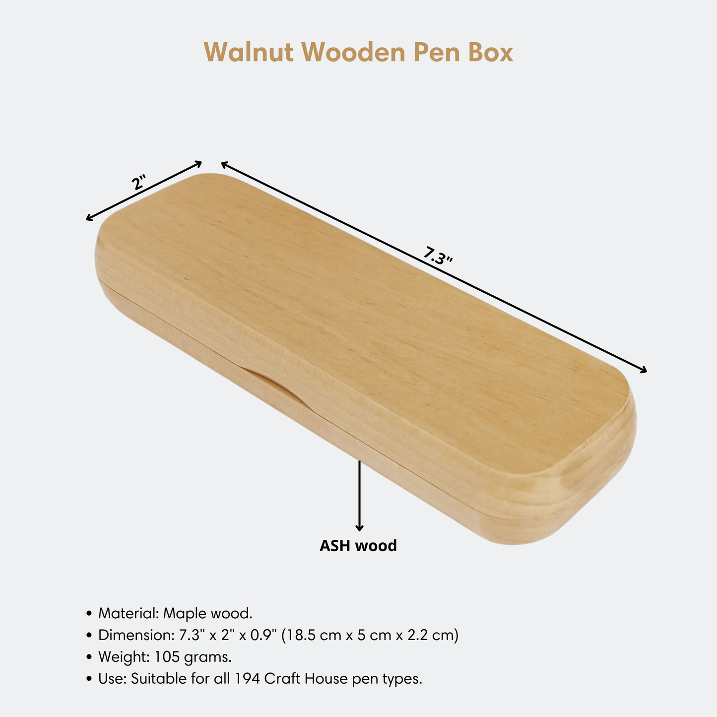 Personalized Maple Wooden Pen Box/ Pen Holder For Desk