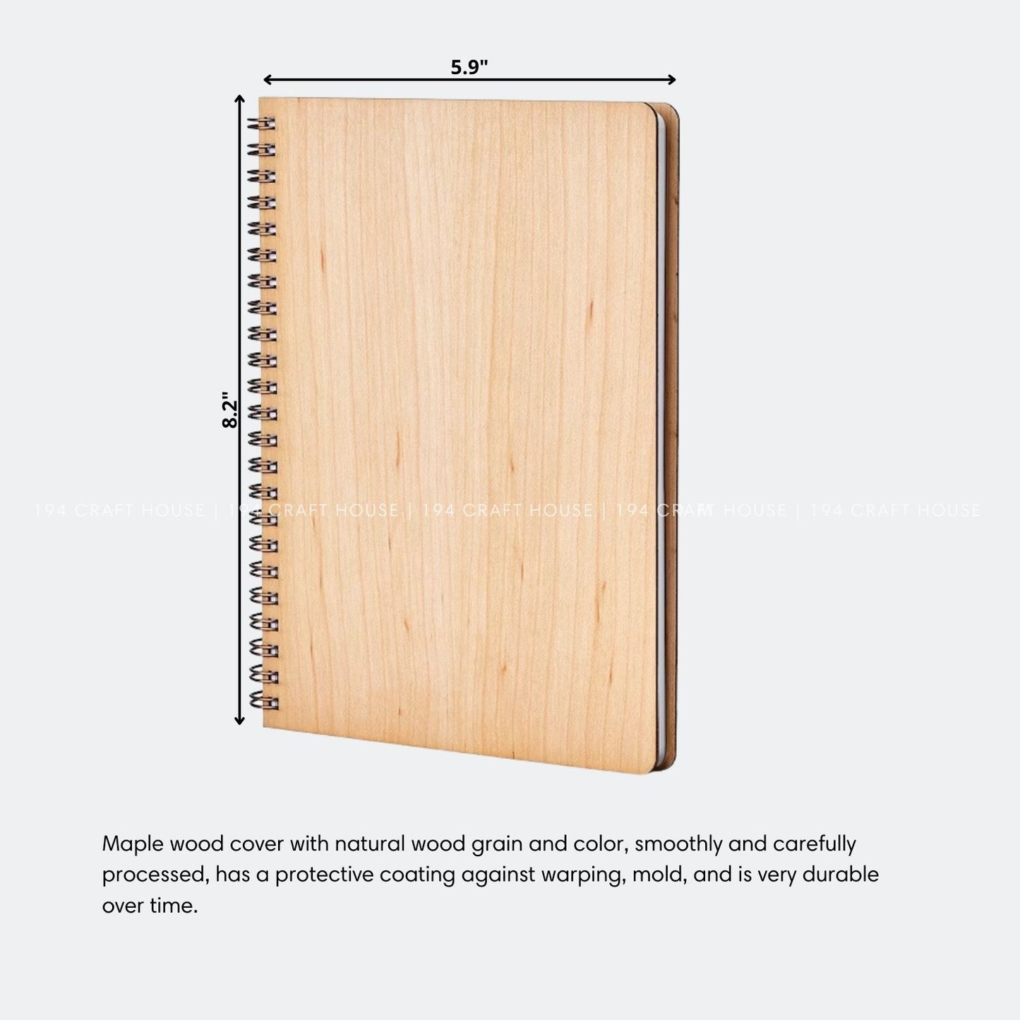 Maple Spiral Notebook A5 Engraved Logo