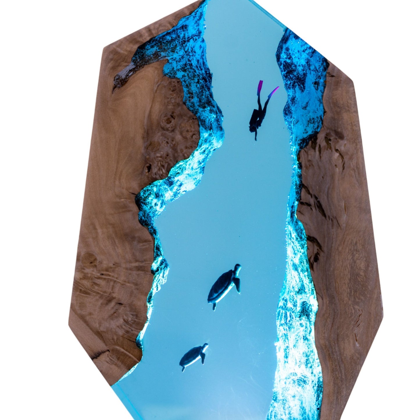 Turtle and Scuba Diver Ocean Resin Night Light: Resin Lamp Streamer & Playroom Decor, Personalized Gift