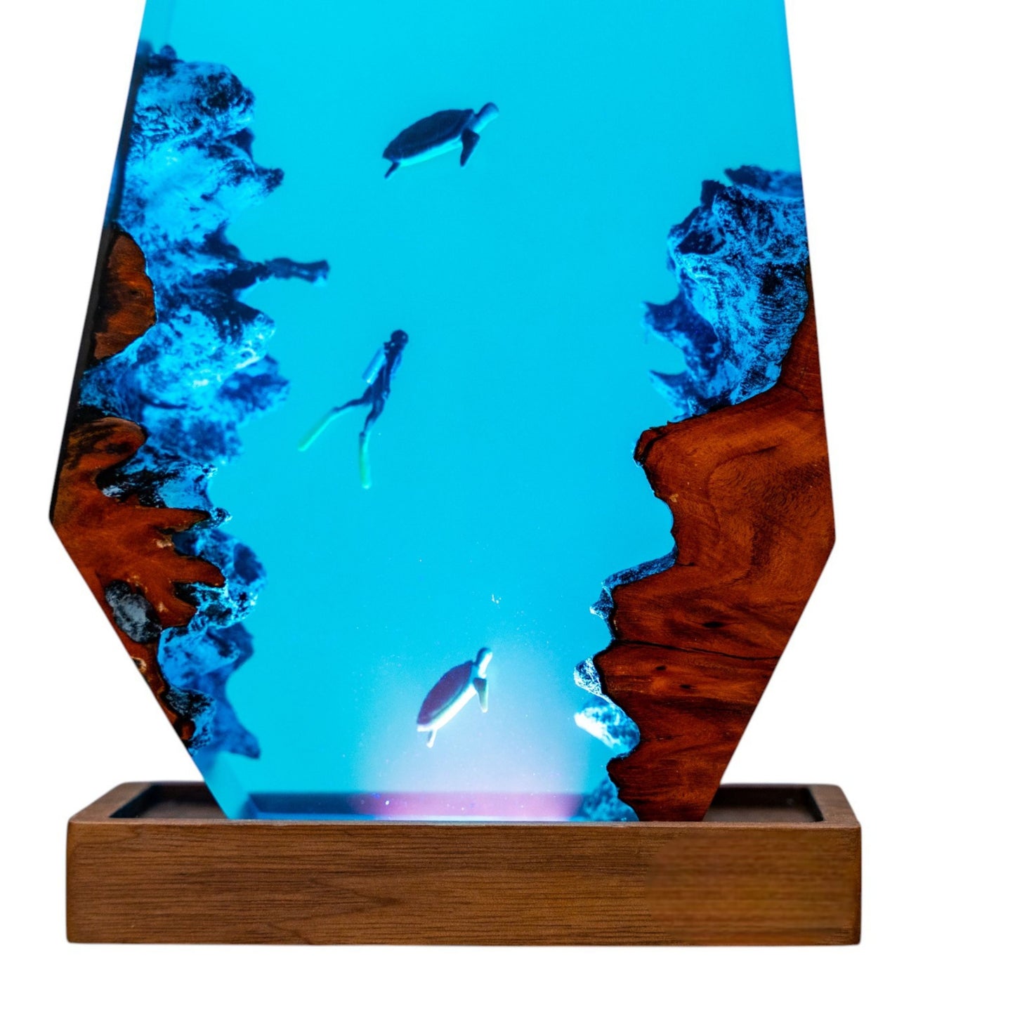 Turtle and Scuba Diver Ocean Resin Night Light: Resin Lamp Streamer & Playroom Decor, Personalized Gift