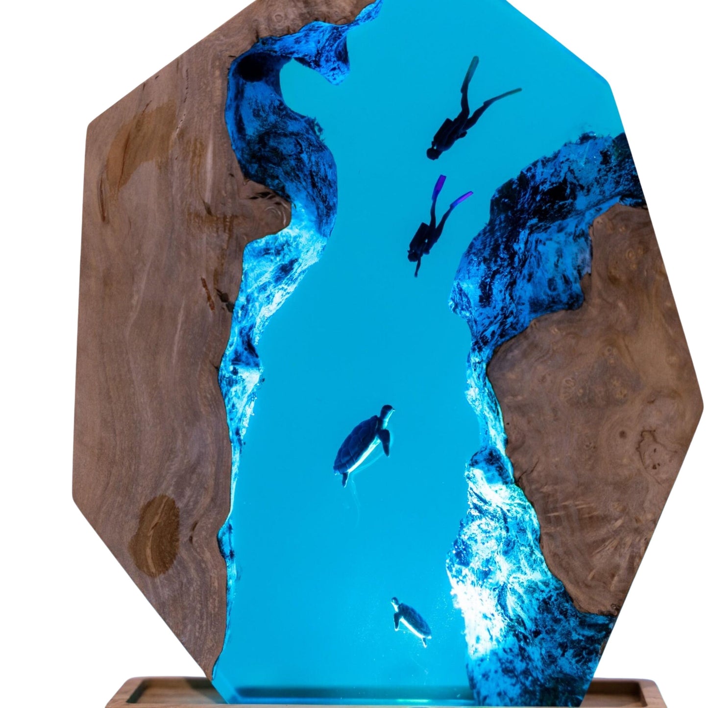 Turtle and Scuba Diver Ocean Resin Night Light: Resin Lamp Streamer & Playroom Decor, Personalized Gift