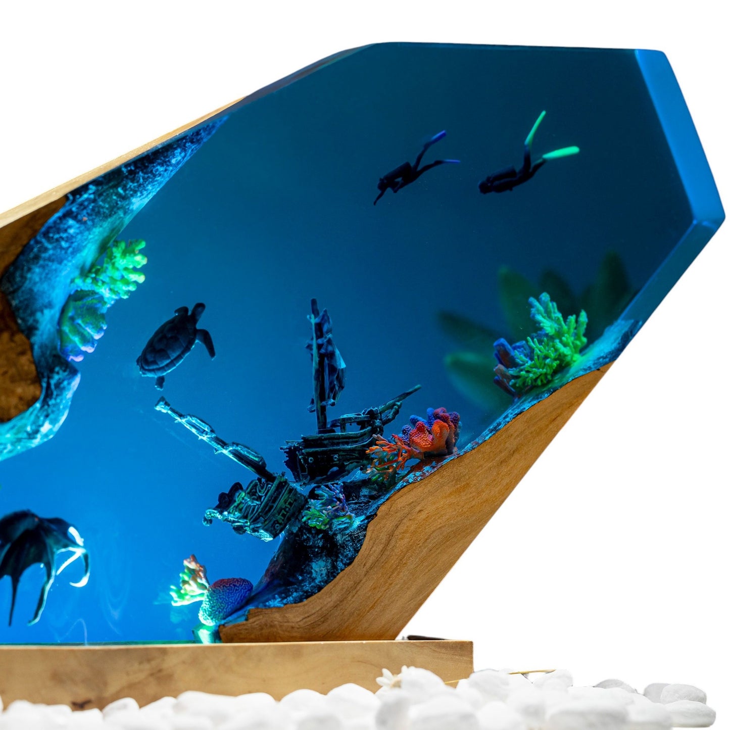 Octopus and Scuba Diver Ocean Resin Night Light: Resin Lamp Streamer & Playroom Decor, Personalized Gift