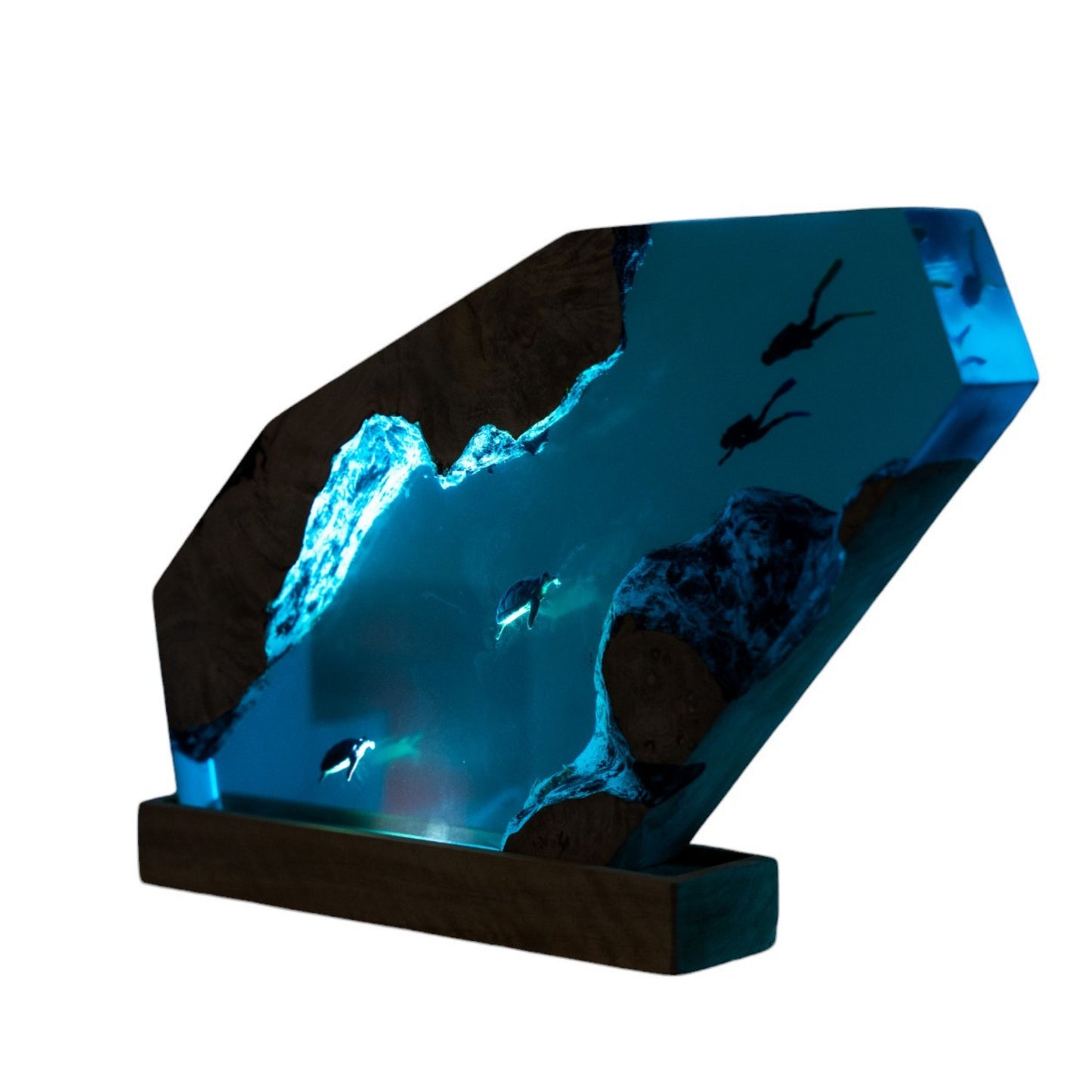 Turtle and Scuba Diver Ocean Resin Night Light: Resin Lamp Streamer & Playroom Decor, Personalized Gift