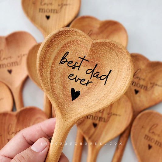 Best Dad Ever Engraved Spoon Heart Shaped Father's Day Gift