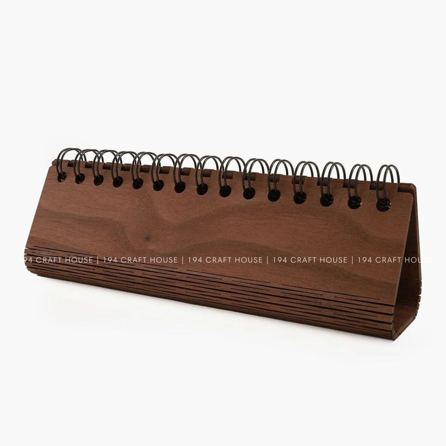 Walnut wooden horizontal desk calendar personalized engraved