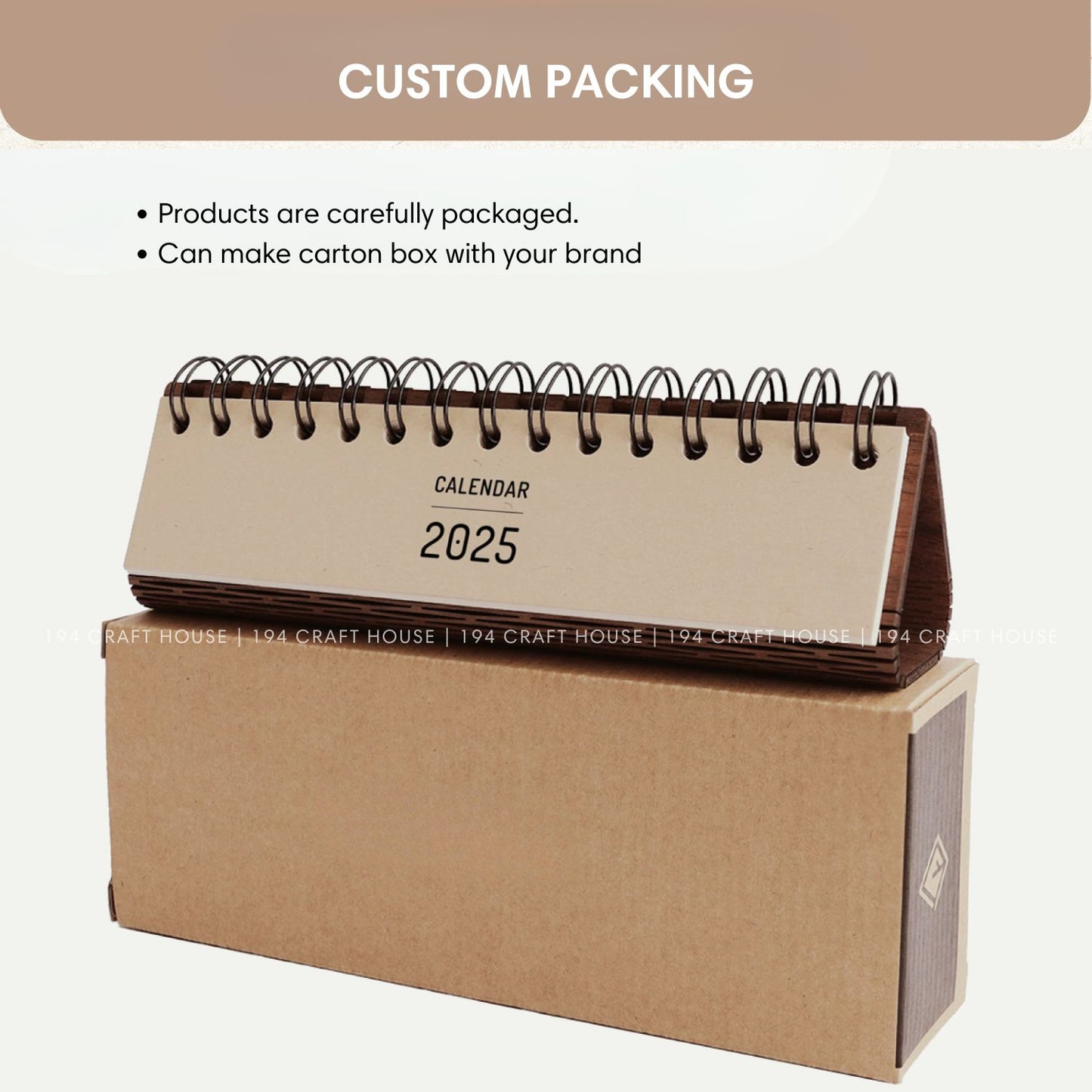 Walnut wooden horizontal desk calendar personalized engraved