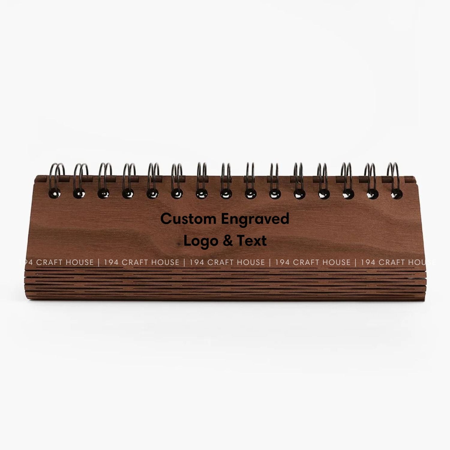 Walnut wooden horizontal desk calendar personalized engraved