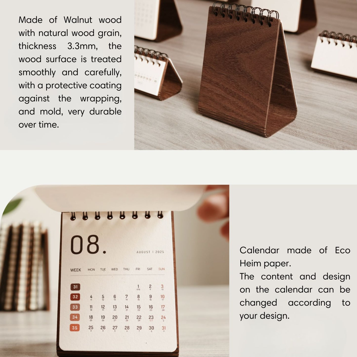 Personalized Vertical wooden desk calendar