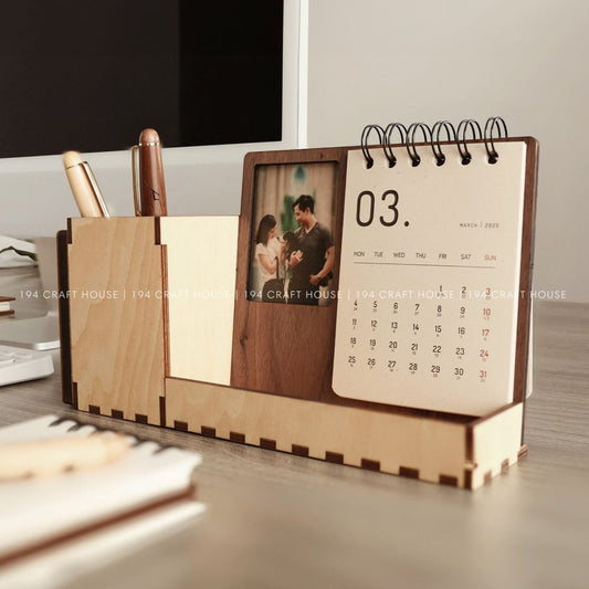 Custom Multi-function Maple desk calendar stand with holder & picture