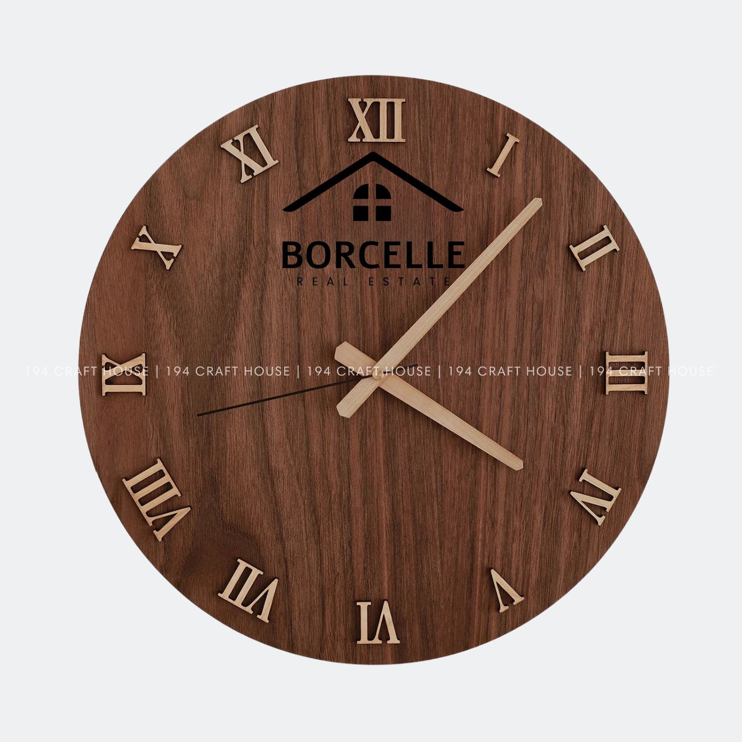 Walnut Wall Clock With Maple Roman Numerals