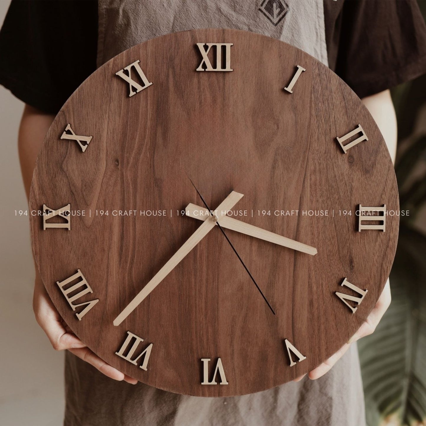 Silent Roman Numerals Walnut Wall Clock