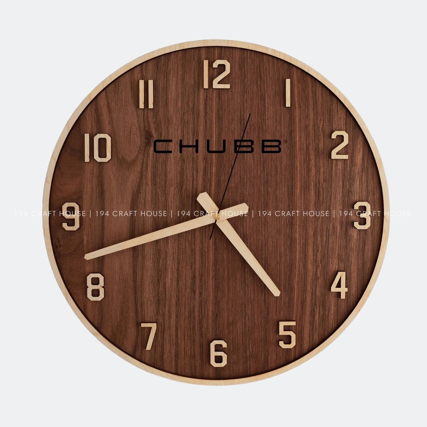 Silent Walnut Wooden Wall Clock - Full Numerals