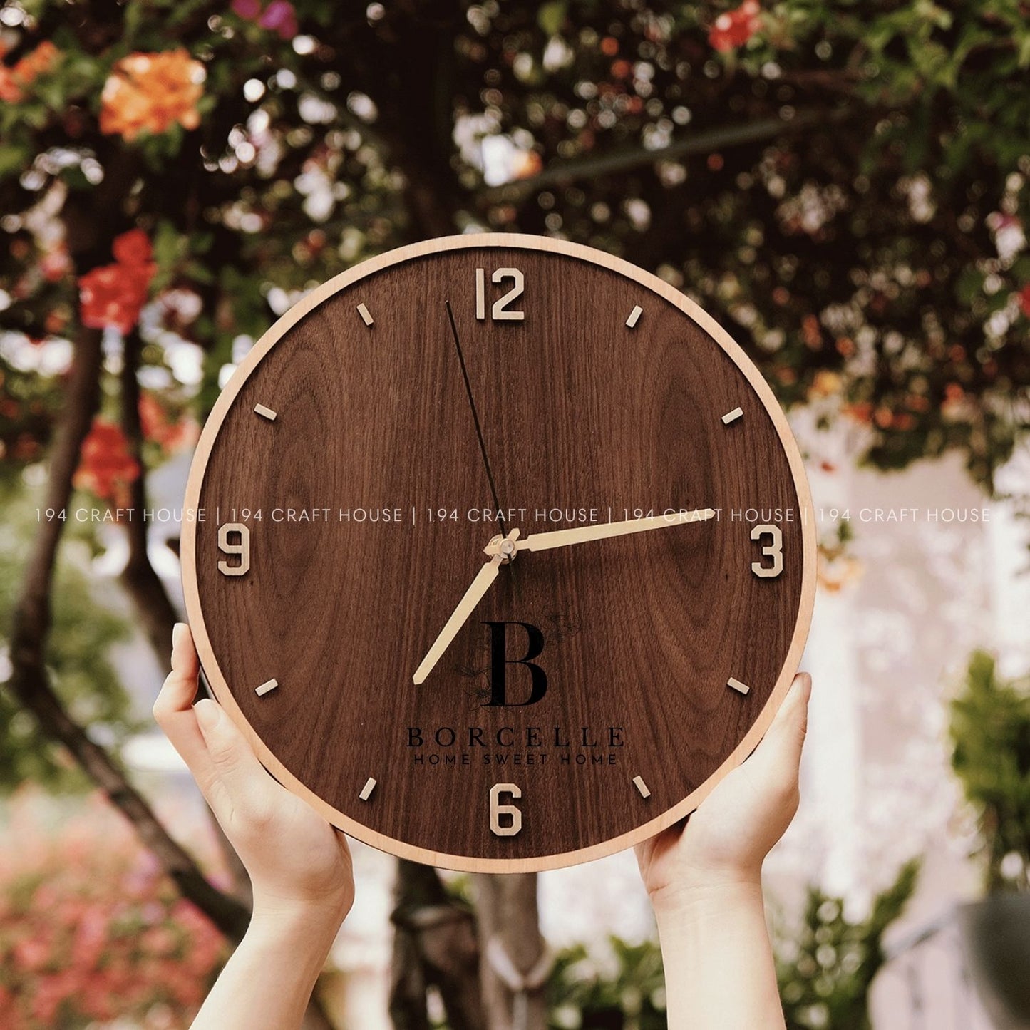 Walnut Wall Clock With Maple Numerals