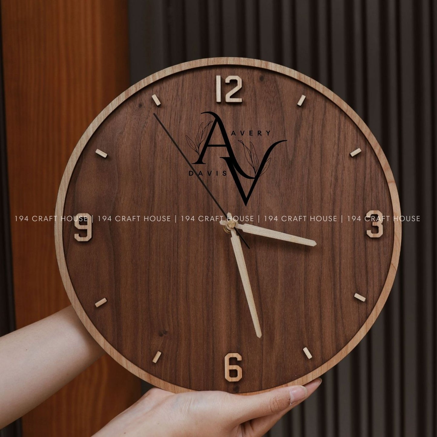 Walnut Wall Clock With Maple Numerals