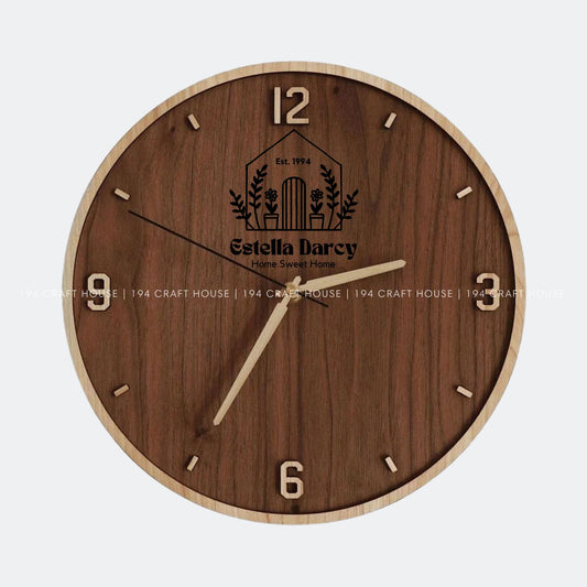 Walnut Wall Clock With Maple Numerals