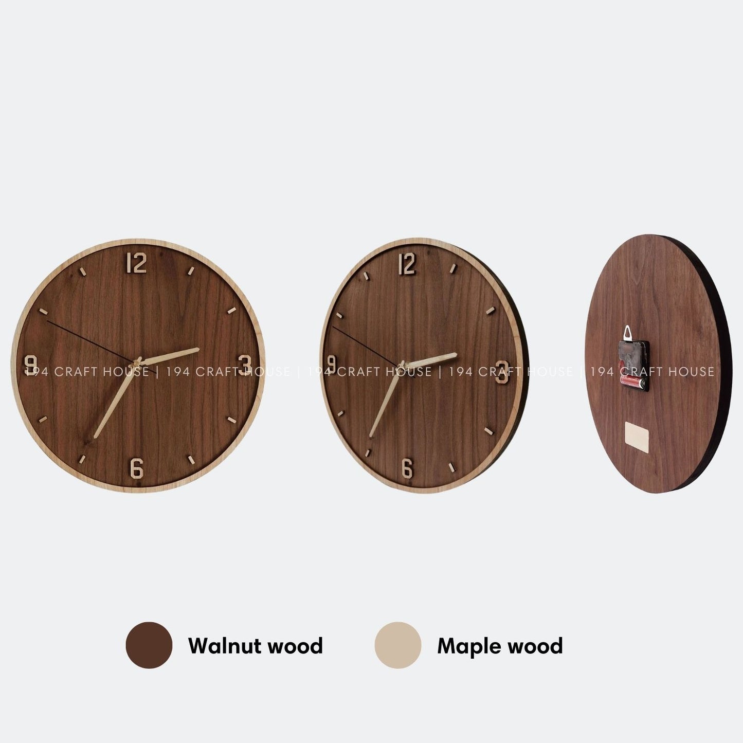 Walnut Wall Clock With Maple Numerals