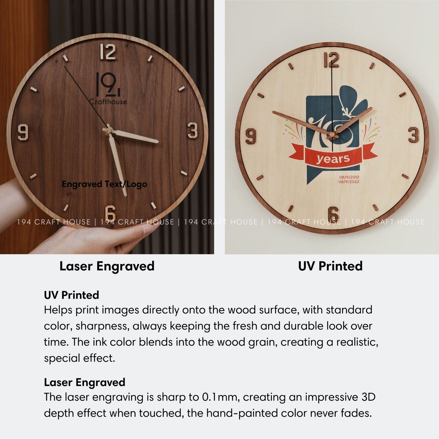 Walnut Wall Clock With Maple Numerals