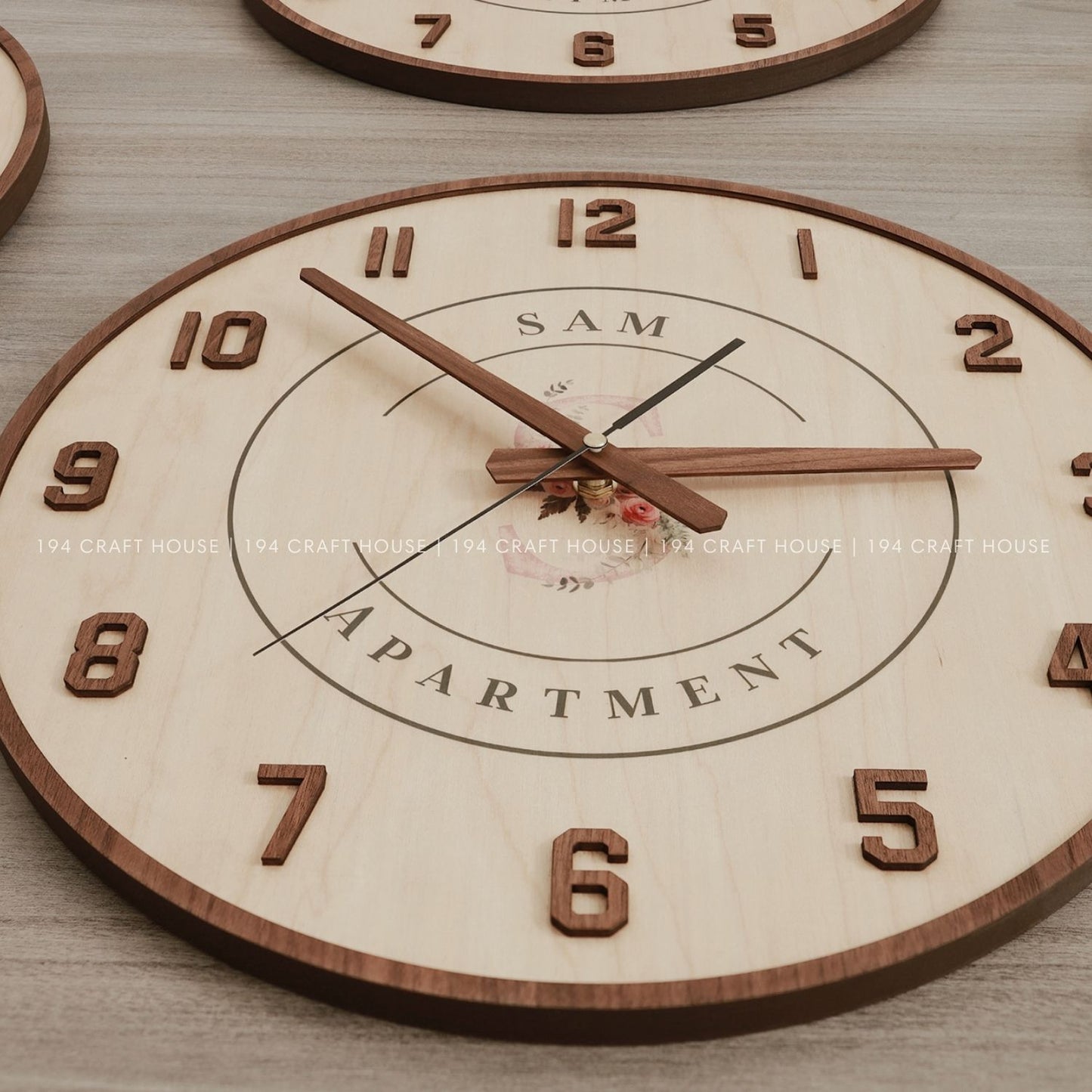 Maple Wall Clock With Walnut Numerals